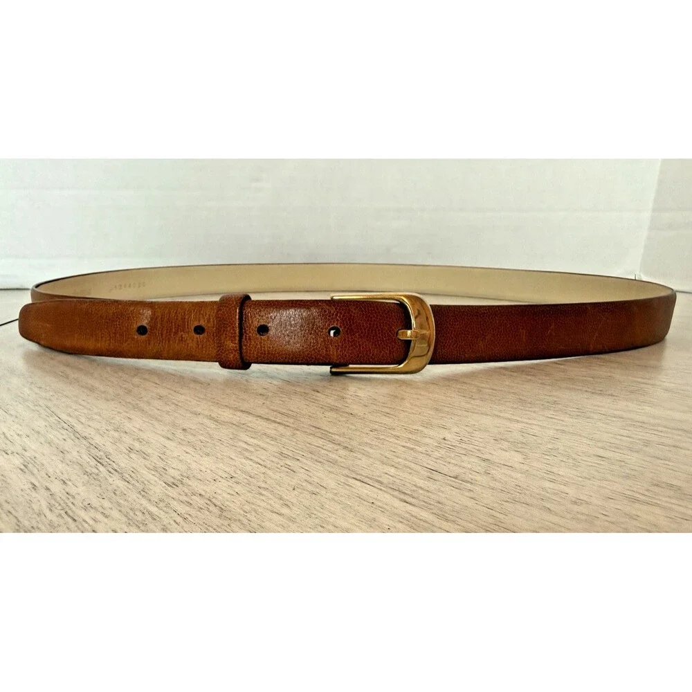 YSL Yves Saint Laurent Vintage Scotch Grain Leather Belt 40/100 Gold Buckle
